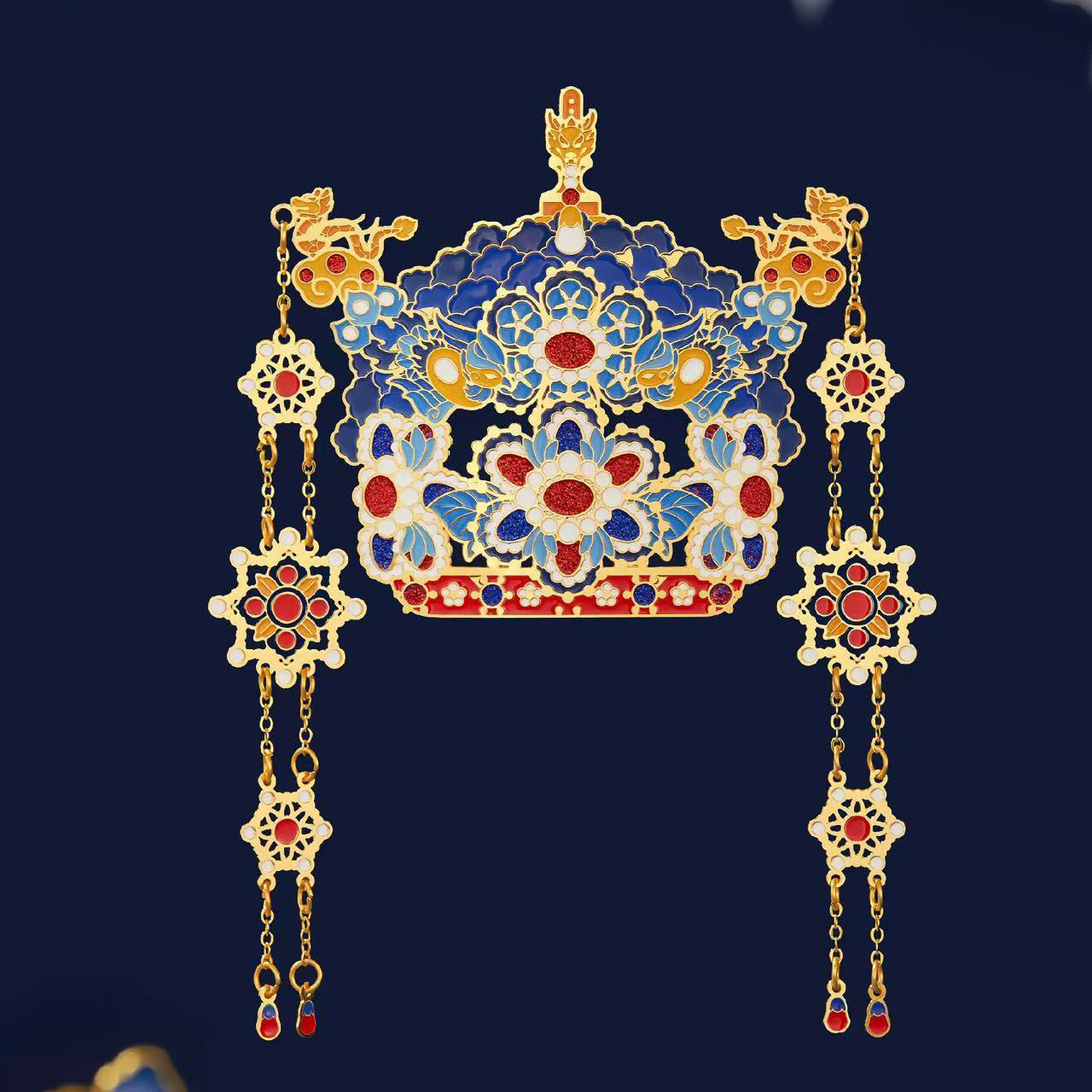 Auspicious Phoenix Crown Metal Bookmark