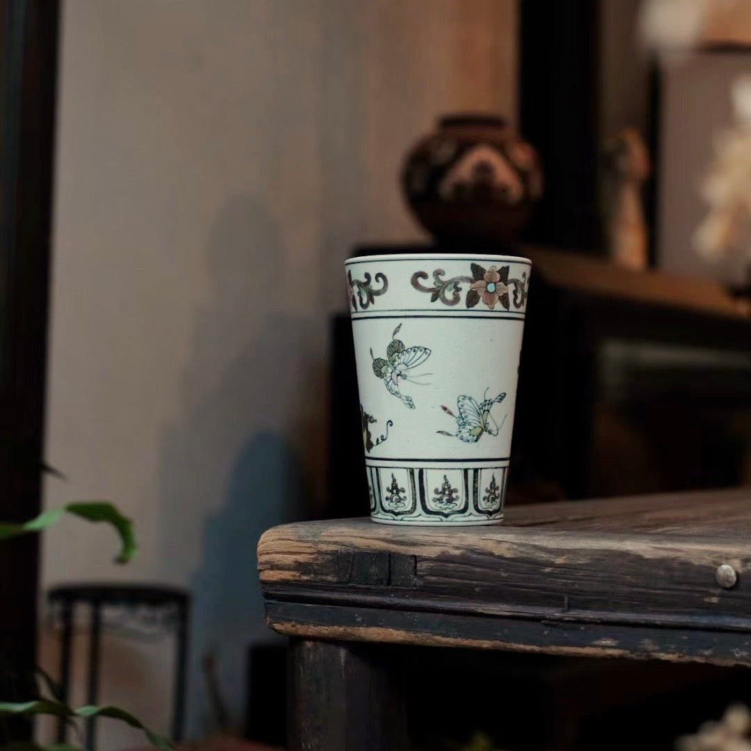 Wucai Pumpkin and Butterfly Cup