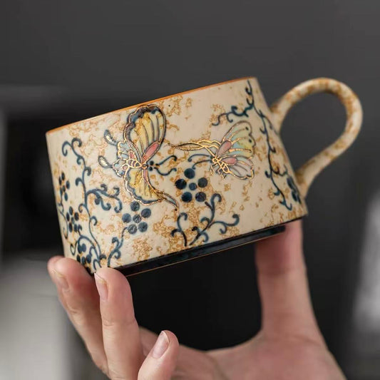 Hand-painted gold coffee cup