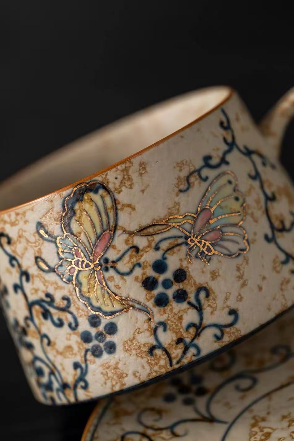 Hand-painted gold coffee cup