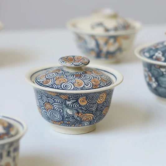 Blue and White Porcelain "Elk" Gaiwan