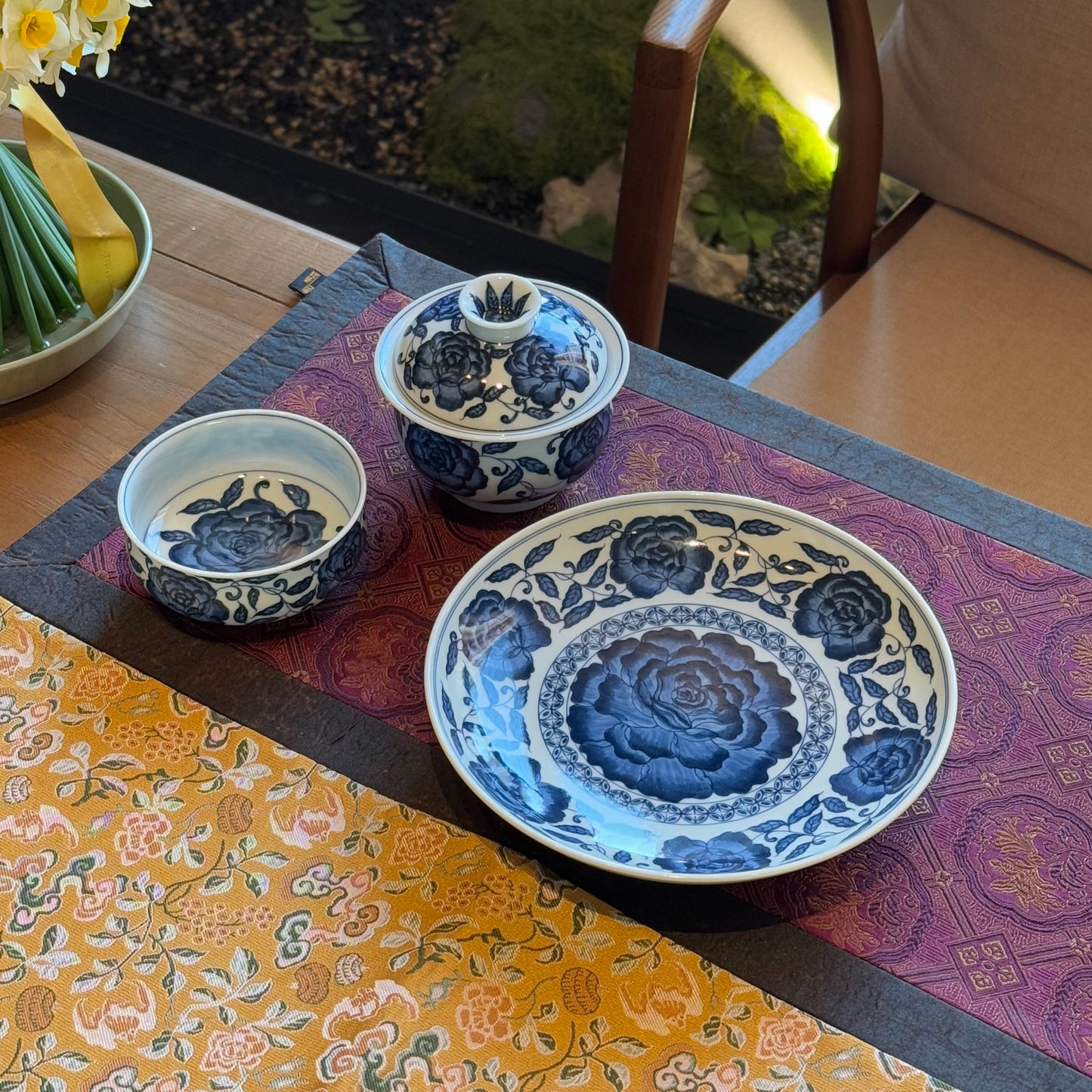 Ming-style Blue-and-white Rose-decorated Porcelain