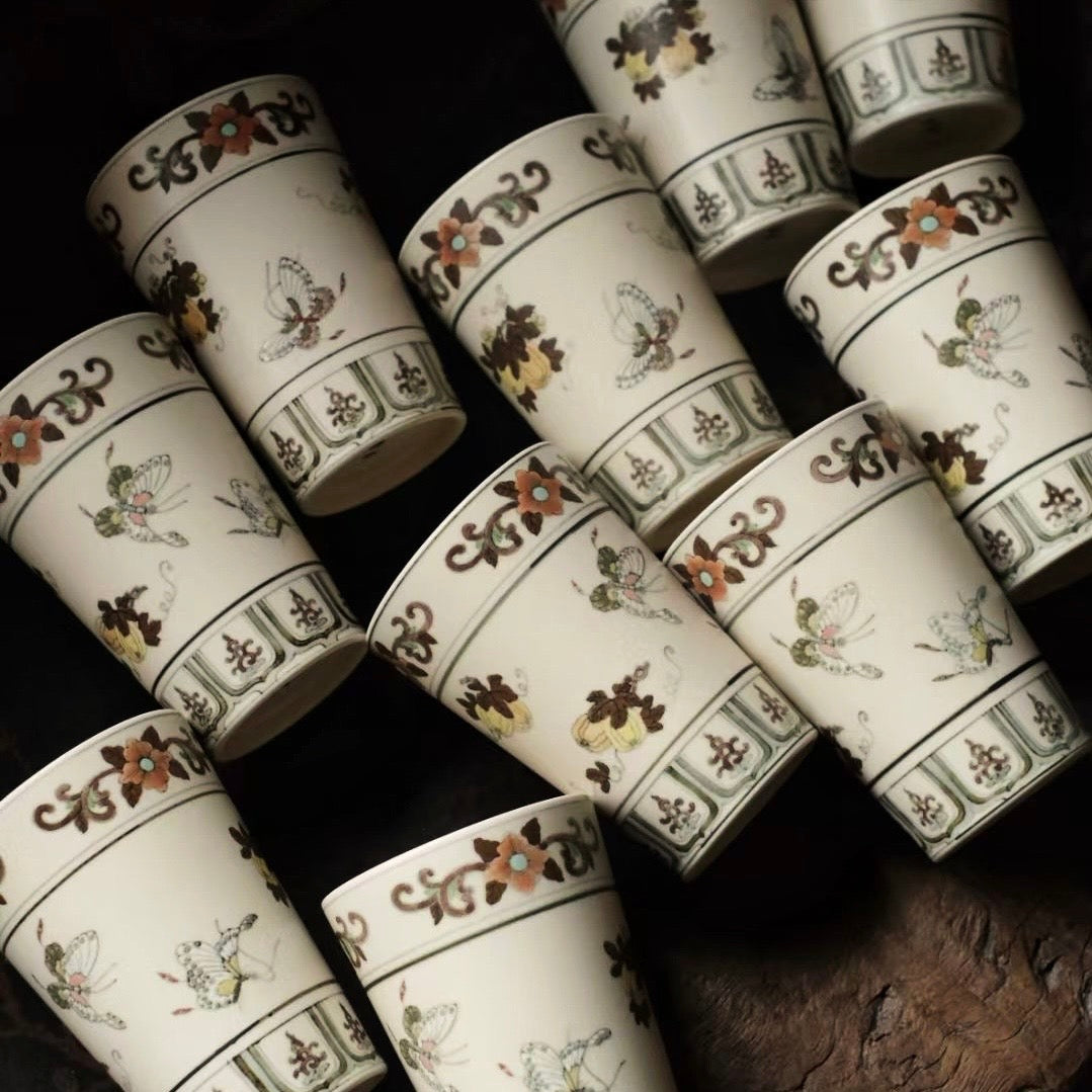 Wucai Pumpkin and Butterfly Cup